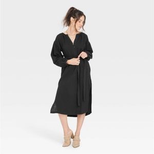 Women's Balloon Long Sleeve Tie-Front
Shirtdress - Universal Thread Black XS